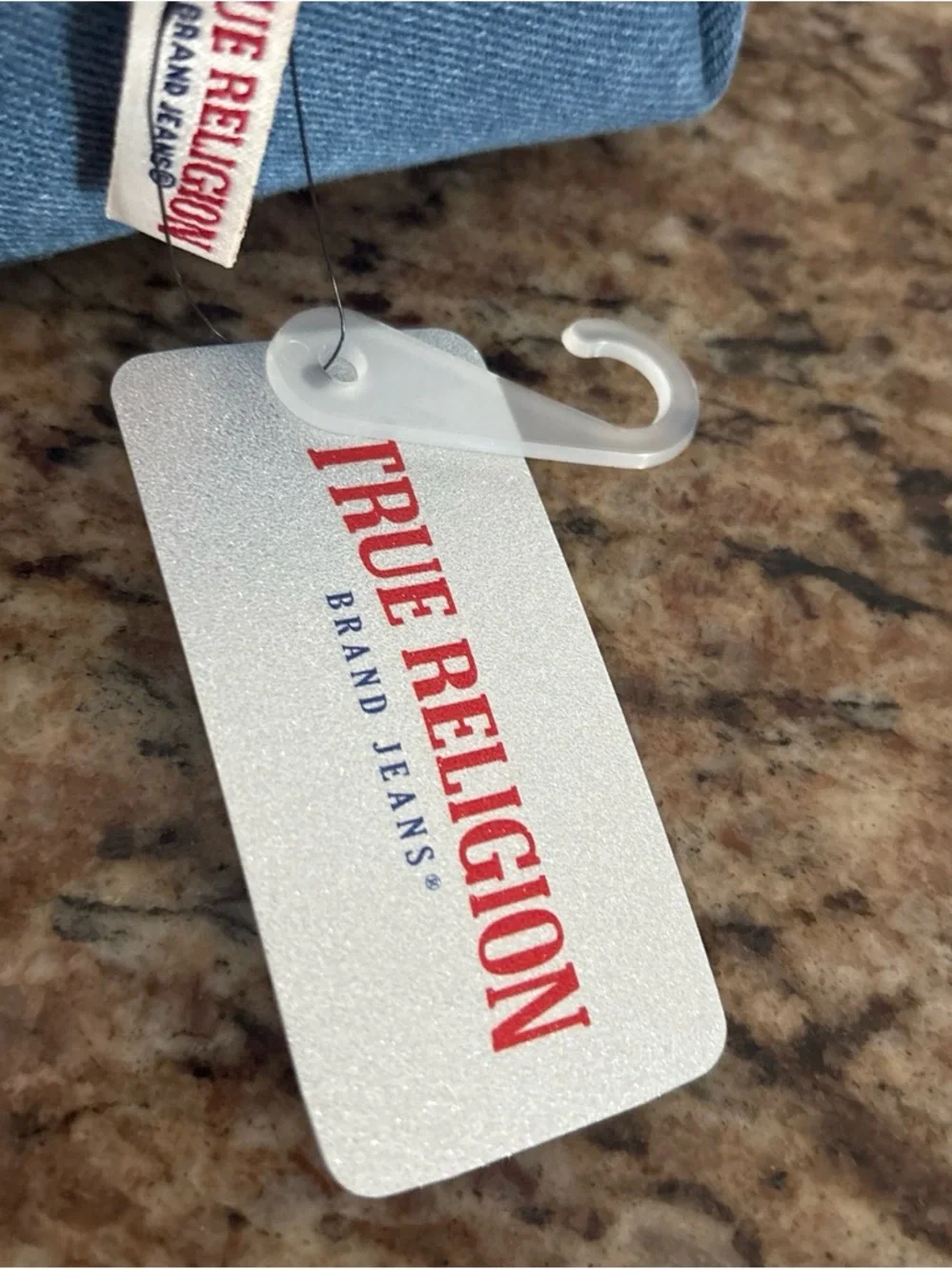 True Religion Jeans Patch Cap in Light Blue with Red Trim